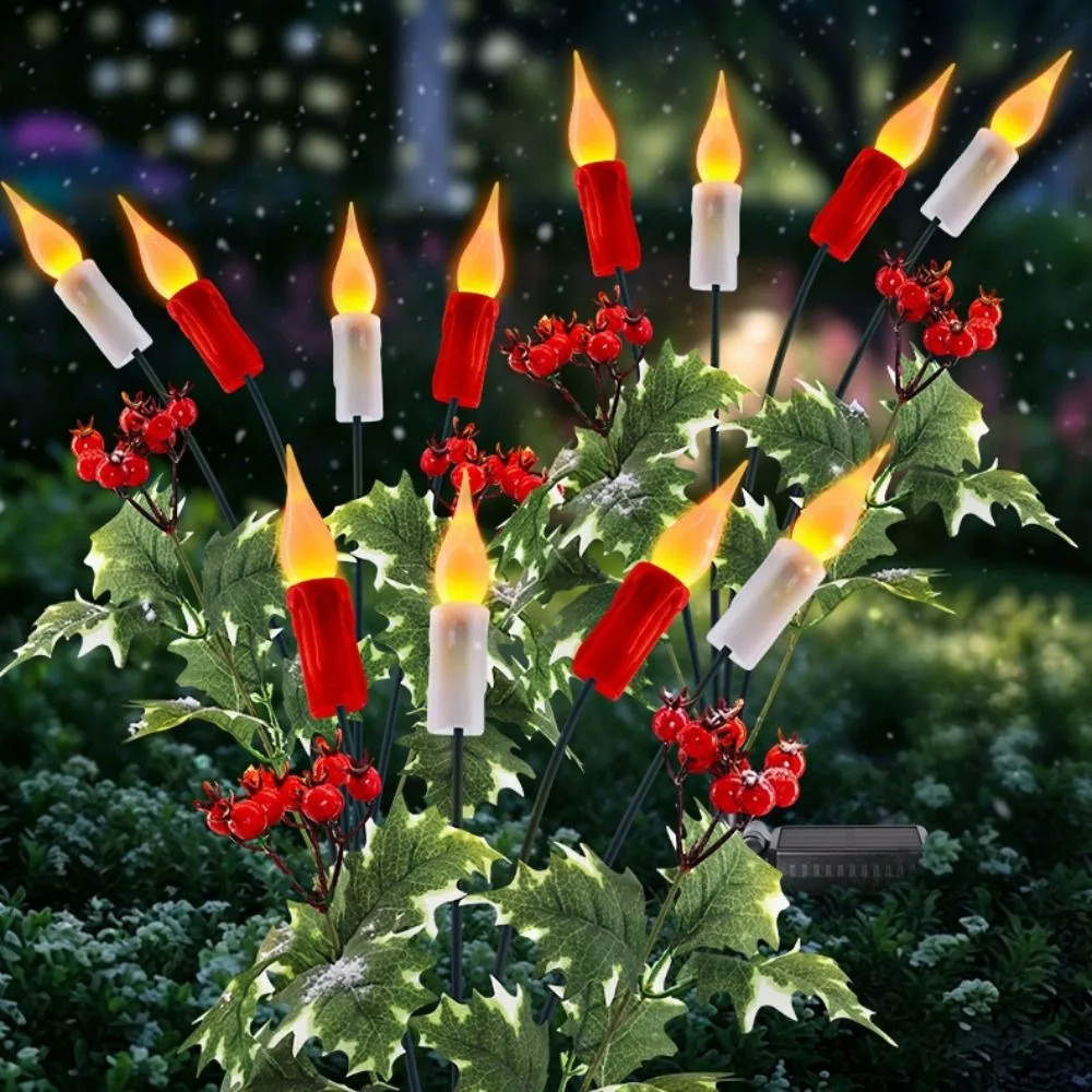 Waterproof Solar Candle Lamp Stake Light Weather Resistant Solar Powered LED Light LED Candle Design Simulation Candle Light