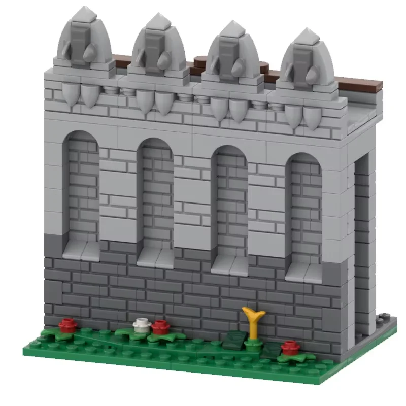 

Medieval Red Castle Wall Building Model - MOC Small Part 340pcs Assembly Toy Building Set - Suitable for Enthusiasts with Imagin