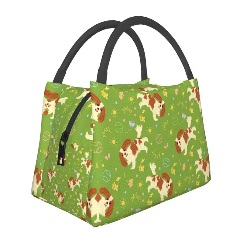 Playing Cavalier King Charles Spaniel Insulated Lunch Bags for Women Portable Dog Cooler Thermal Lunch Tote Work Picnic