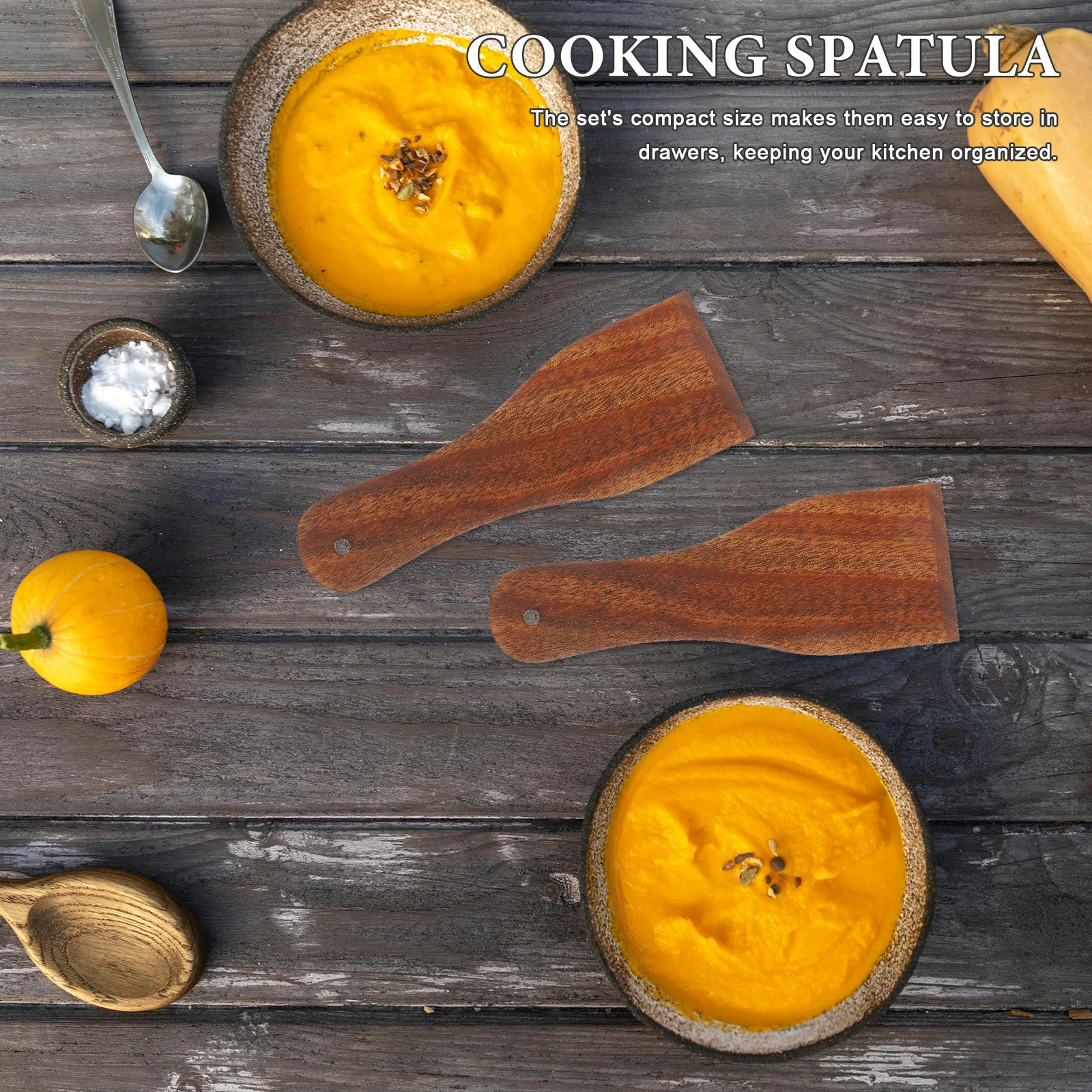 

4Pcs Wood Spatula Set Household Baking Bbq Scratch Resistant Compact Easy Grip Kitchen Baking Scraper Cake Cream