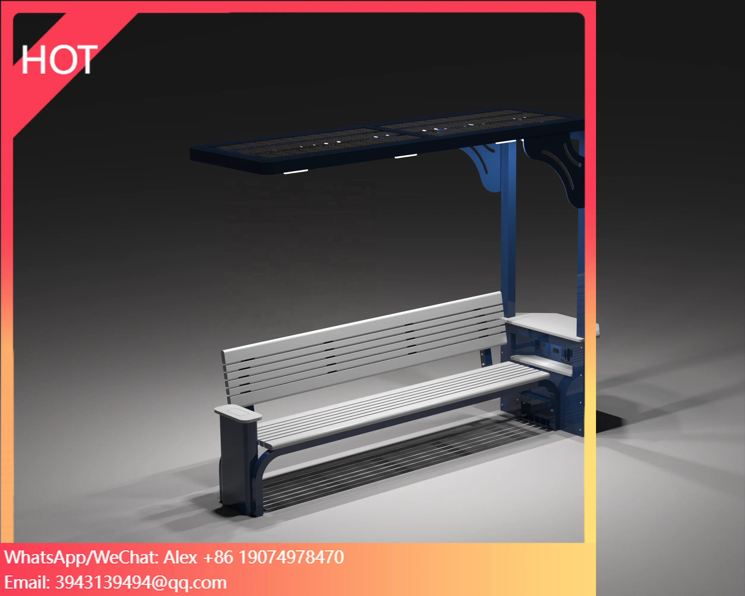 Smart Solar Powered Complete Set Of Outdoor Solar Bench With Manage Software