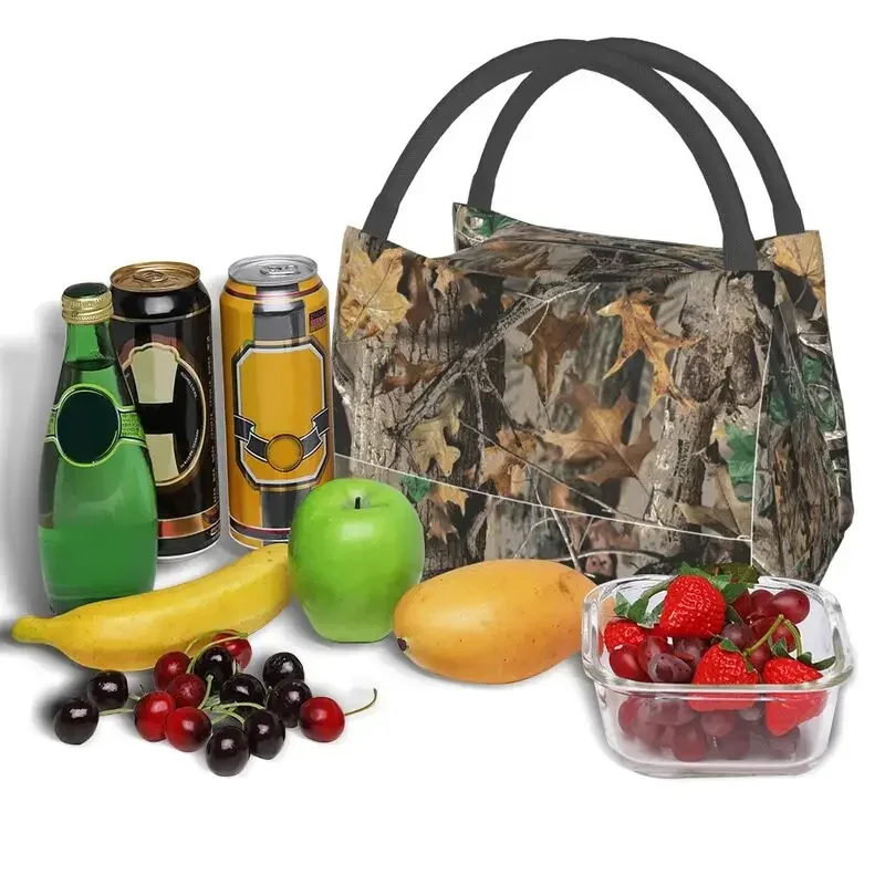 Real Tree Hunting Camo Camouflage Military Portable Lunch Boxes for Women Multifunction Thermal Cooler Food Insulated Lunch Bag