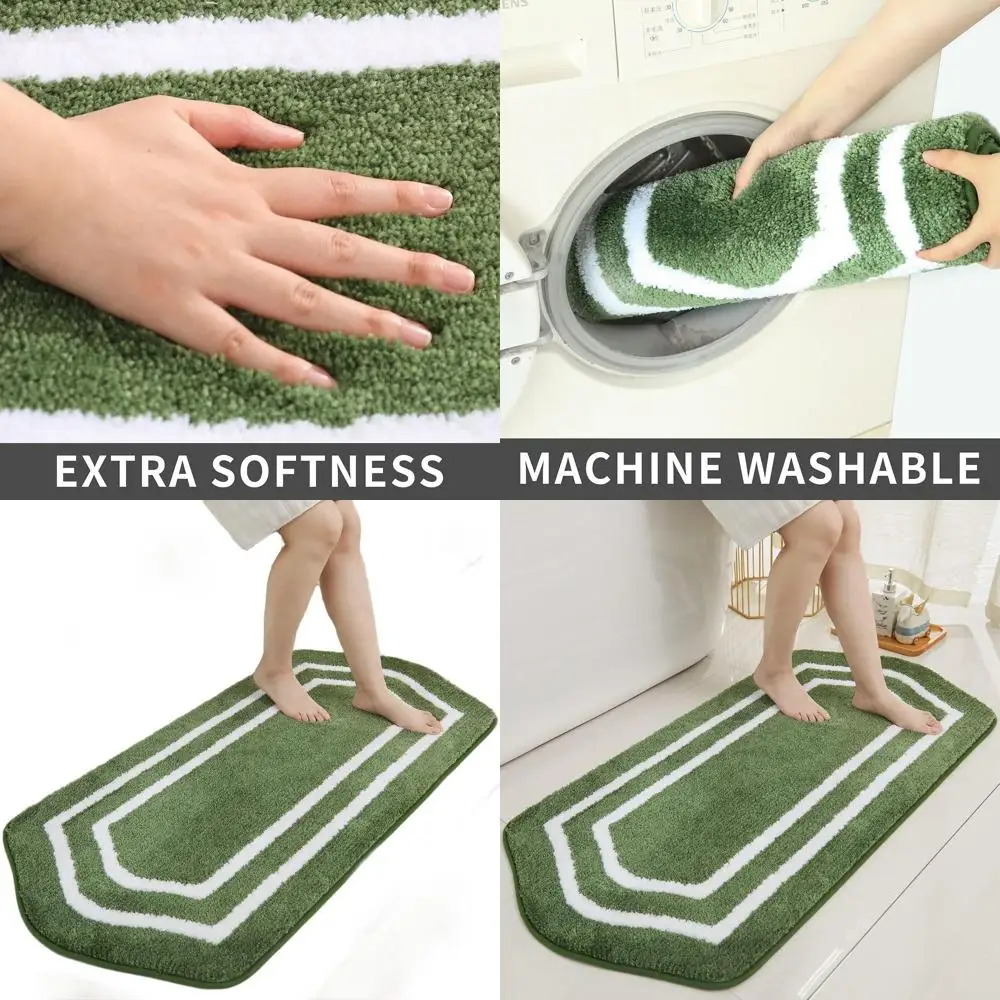 

Плотные льняные коврики для ванной - нескользящие, плюшевые и впитывающие, 100% полиэстер, зеленые, 24x48