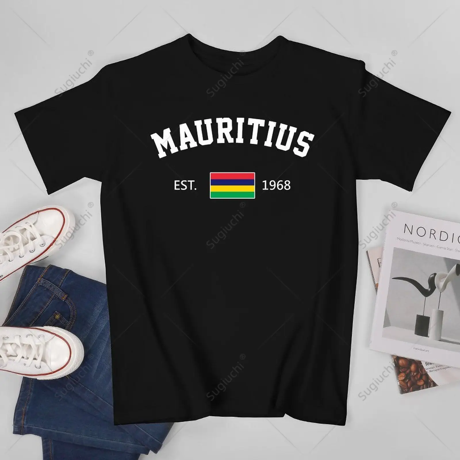 

Unisex Men Mauritius EST.1968 Independence Day Tshirt Tees T Shirts Women Boys 100% Cotton T-Shirt