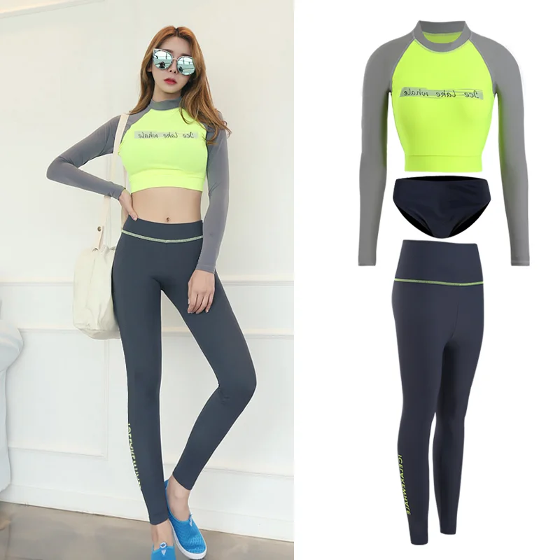 Japan South Korea 2023 New Women's Diving Suit INS Dongmen Goddess Fan Long Sleeve Conservative Swimwear Sports Swimwear