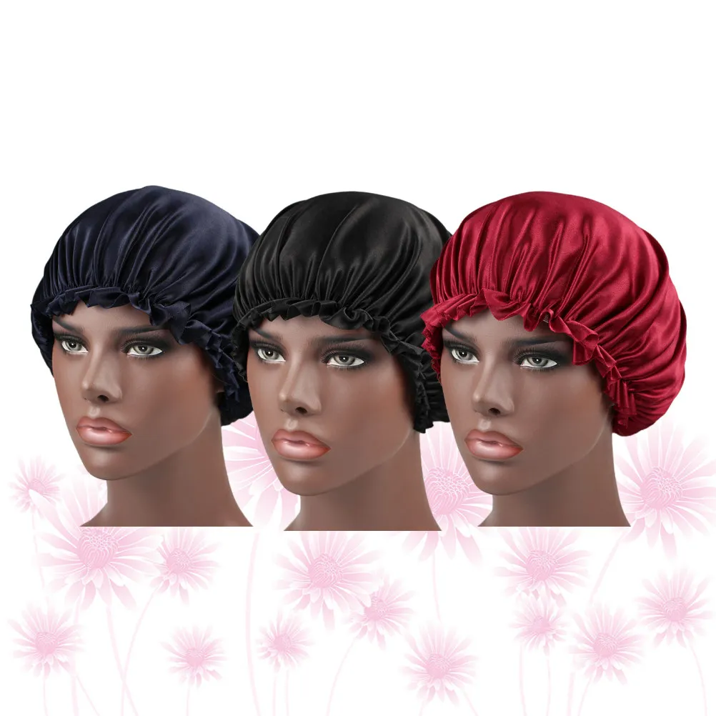

3Pcs High Quality Satin Sleeping Cap Women Hair Protector Chemotherapy Bonnet No Irritation Skin Friendly Creative Gift