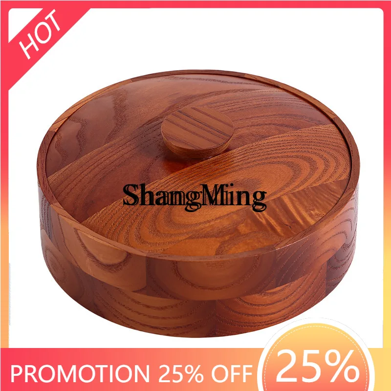 ZYY nuevo chino de madera maciza de frutas secas hogar sala de estar luz de lujo con tapa semillas de melón snack caja de dulces