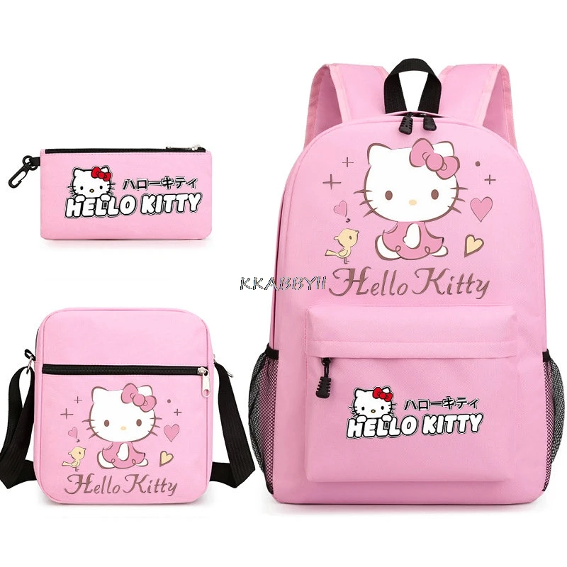 Hello Kitty Mochilas Bookbag KT Cat Bagpack borse da scuola per ragazze ragazzi zaino per bambini 3 pezzi zaino