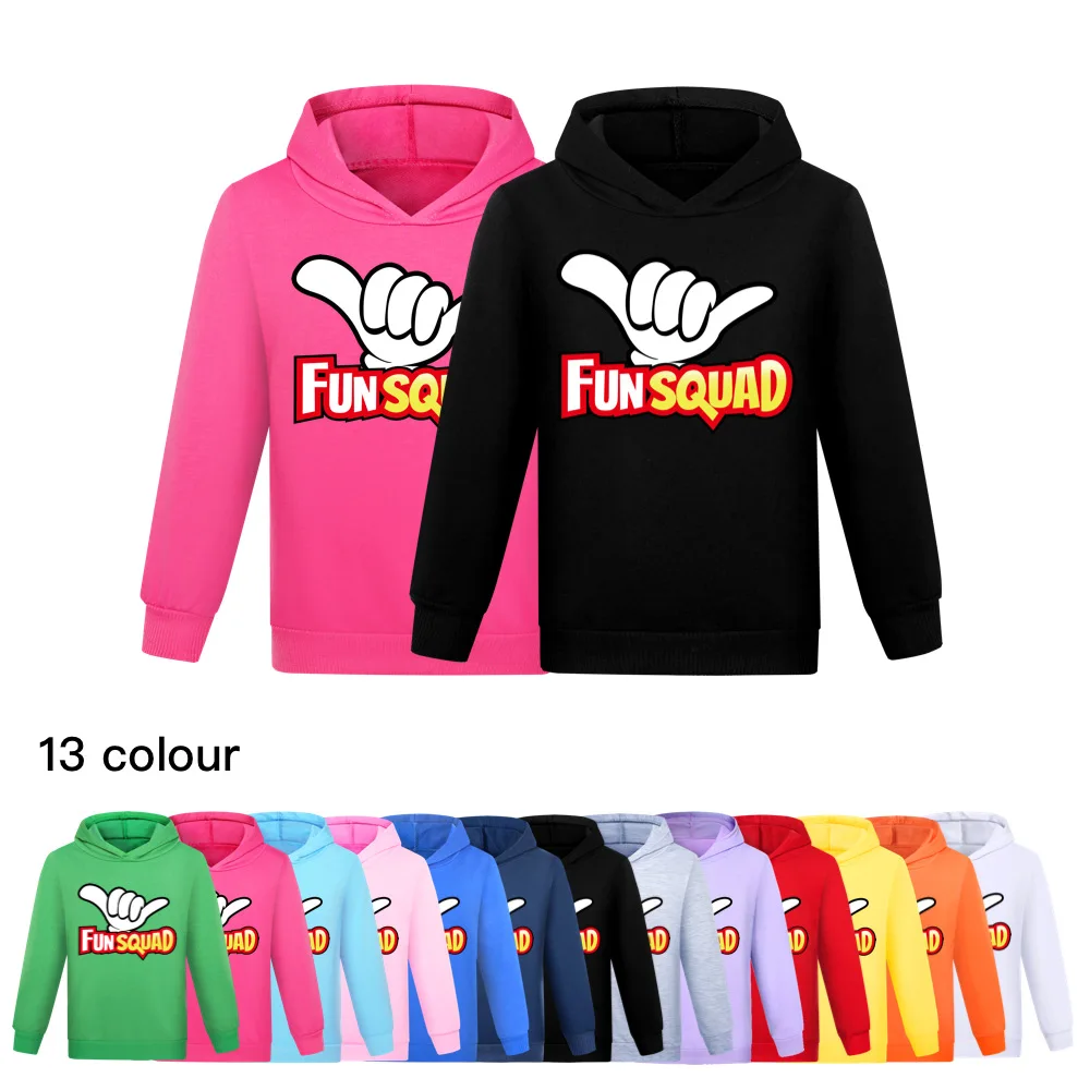 New Fun Squad Gaming Sweatshirts Children Hoodie T-shirt Streetwear Kid Boy Cartoon Hooded Jacket Autumn Casual Tops 2-16Y