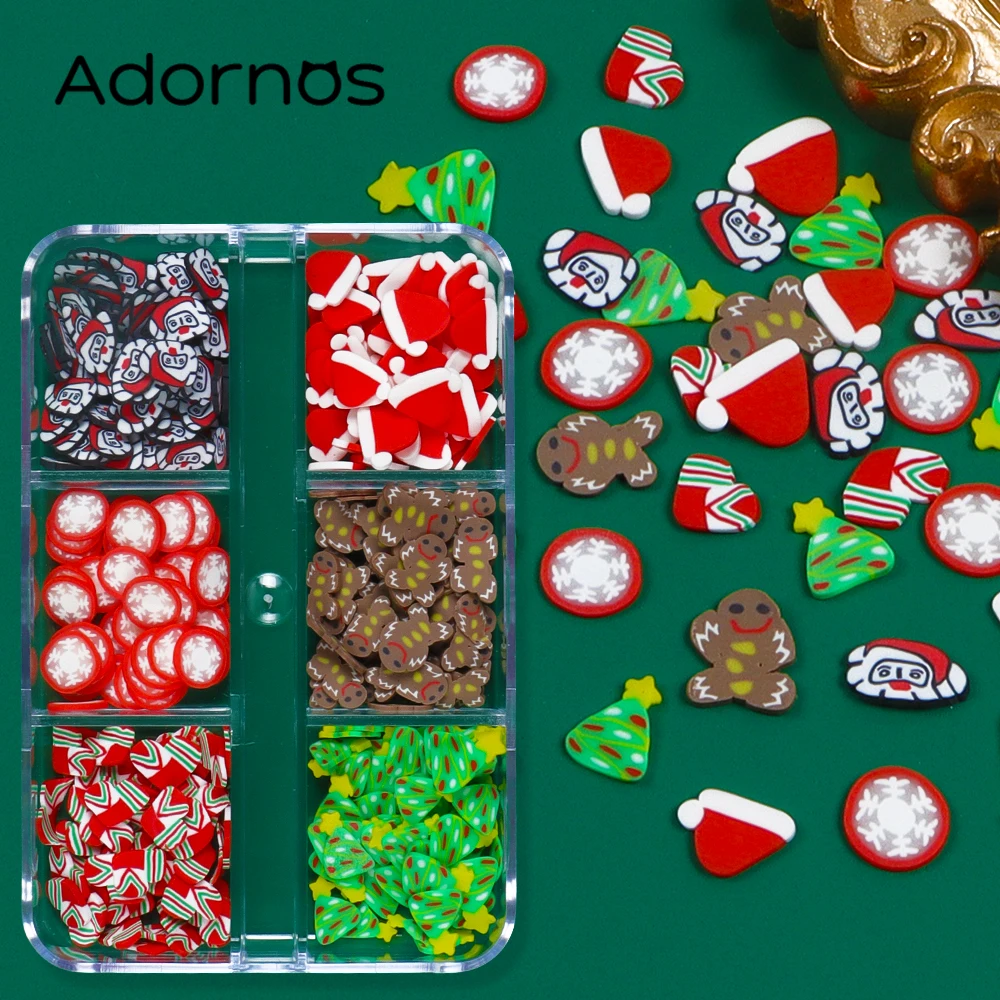 Argila Do Polímero Resina Shaker Filler, Biscoito Xmas Árvore Cerâmica Macia, Papai Noel Kawaii Acessórios, DIY Jóias Artesanato