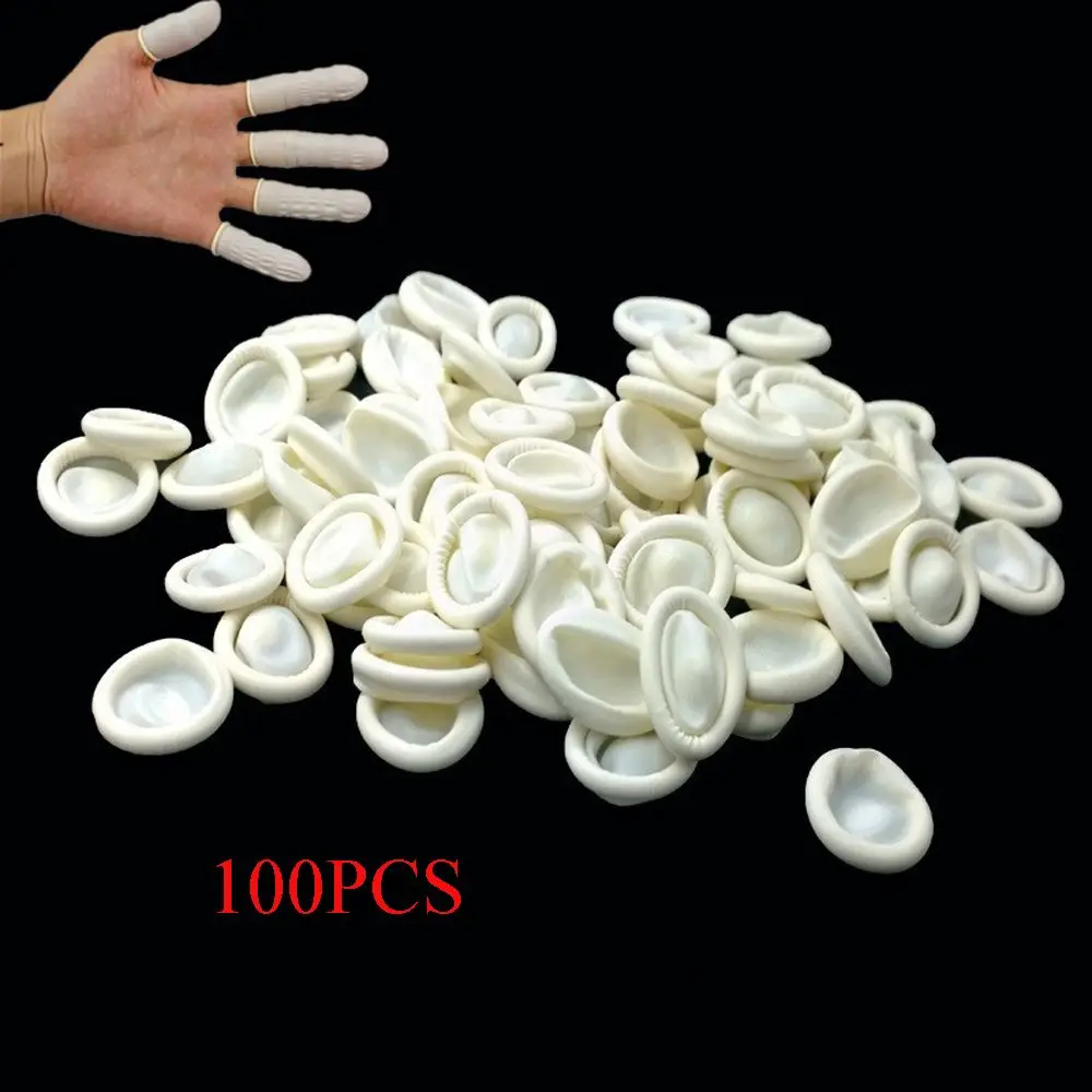 100PCS Natural Fingertip Protective Latex Protector Gloves Rubber Gloves Finger Cots Finger Cover