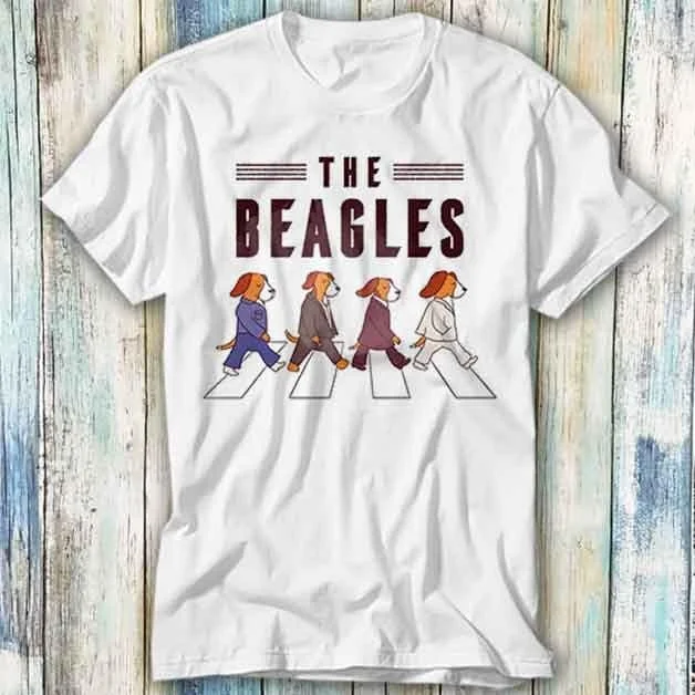 Camiseta de The Beagles Abbey Road, camisa divertida de perro, estilo superior, jugador de música de película, 472