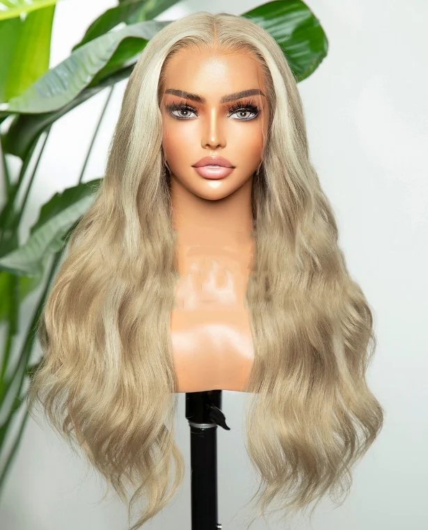 Body Wave Highlight Blonde 13x6 Lace Front Human Hair Wig HD Transparent Glueless Baby Hair Pre-Plucked Full Lace Wig For Woman