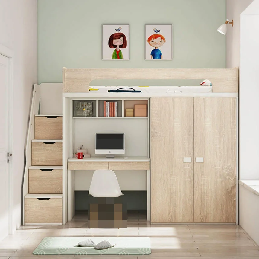 Bed and Table Combination Bed for Small-sized Children's Room, Multi-functional with Wardrobe and Desk, Elevated Bedpromote sale