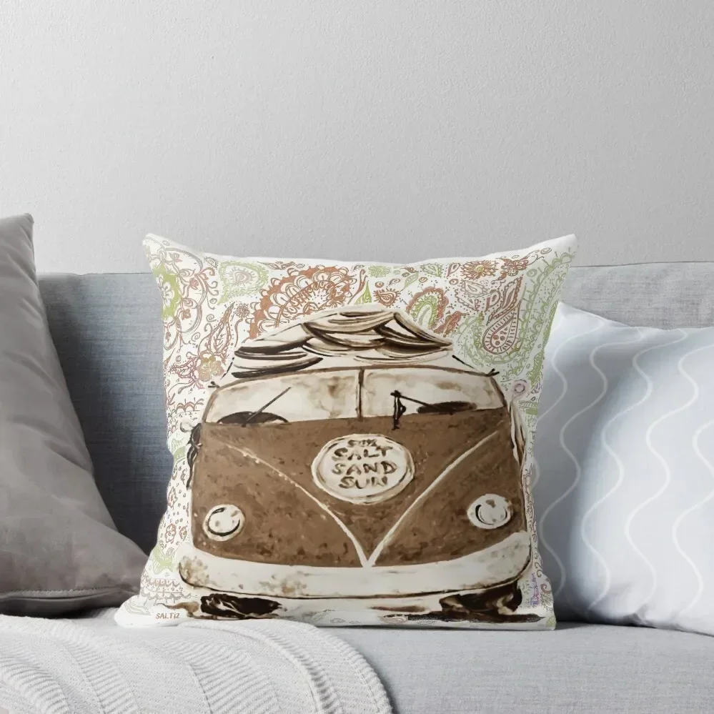 

TWO -TONE PAISLEY SANDY SURF VAN Throw Pillow pillow cover luxury Marble Cushion Cover pillow