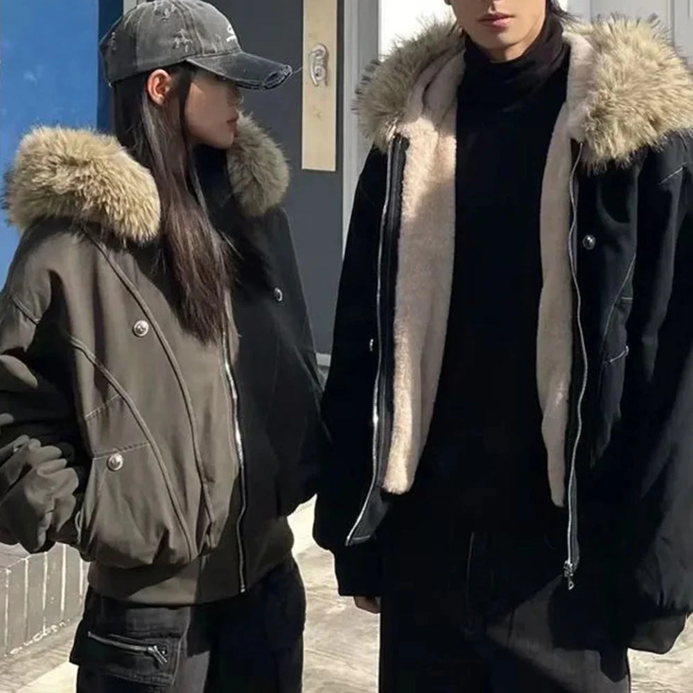 

2025 Winter New Men's Hooded Long-Sleeved Jacket Unisex American Retro Fashion Trend High Street Loose Casual Niche Men's Top