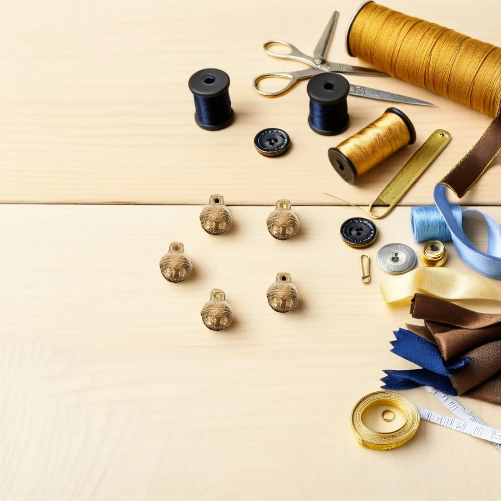 

40Pcs Vintage Copper Bell Charms Tiger Head Design Clear Sound for DIY Craft Jewelry Decoration Pet Collar Bells