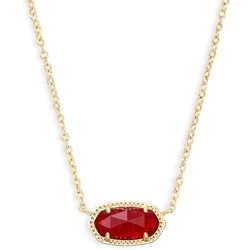 YEEVAA Geometric Ruby Red Clear Glass Gemstone Pendant Necklace for Women, Fashion Jewelry, Unique Gifts