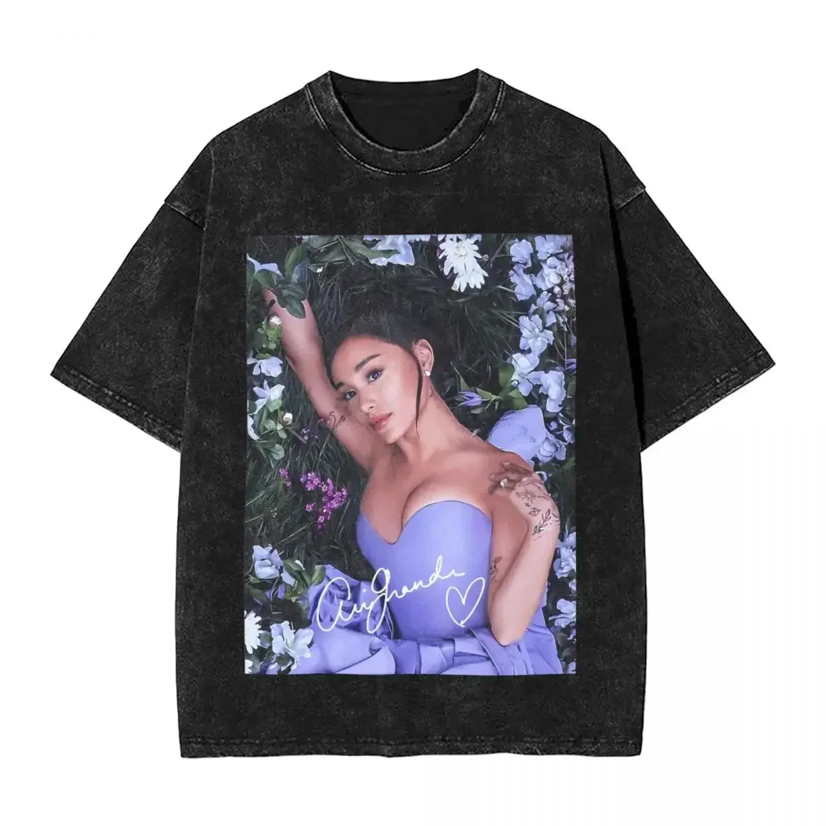 Customization Men Vintage Pop Music Singer 2024 Ariana Grandes T-Shirts Clothing Summer Classic T-Shirt Crewneck Leisure Loose T