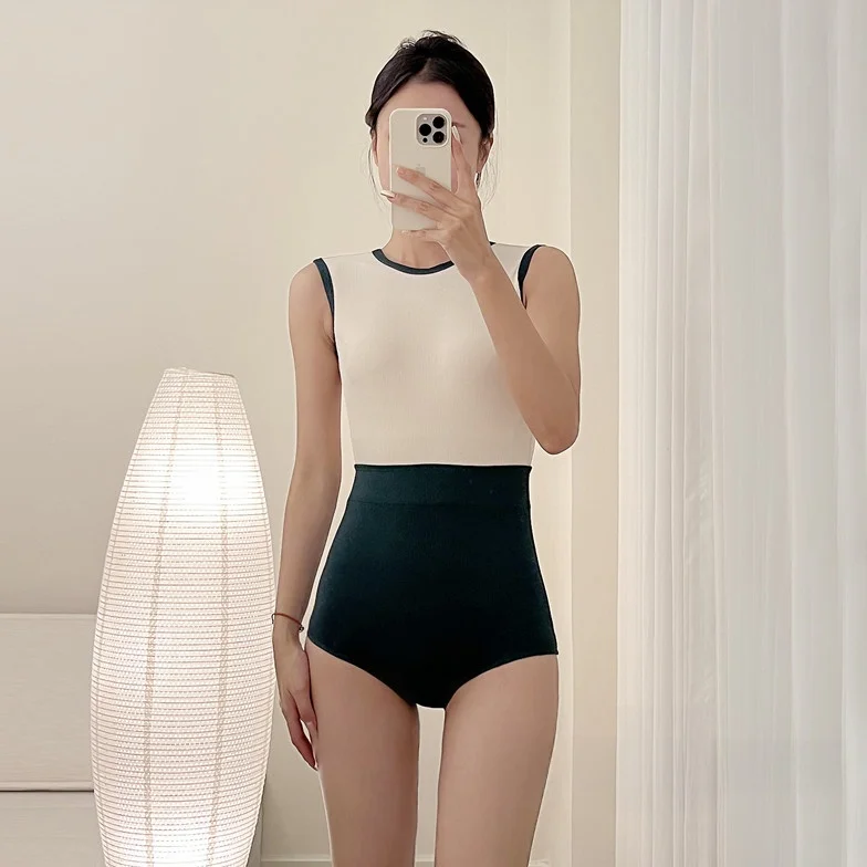 

MOEXNAN High-End Color Blo-Piece Swimsuit Women's Vaion Spor Thermal Resort Swimwear Fixed Chest Pad e