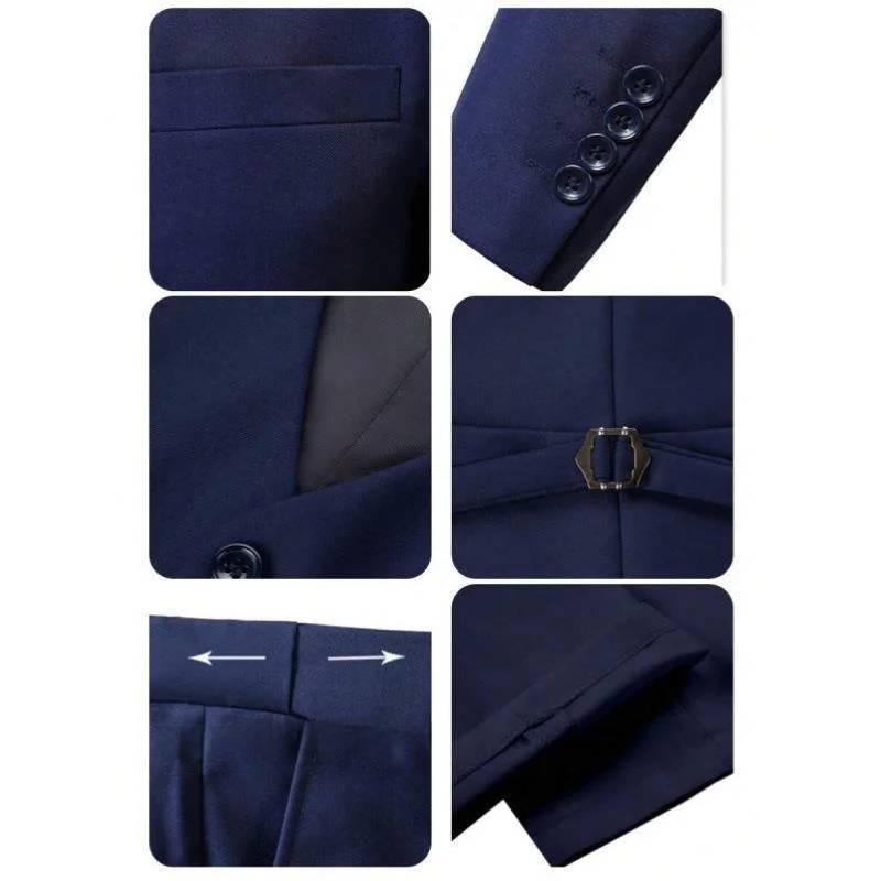 

Busin Tee-Piece Suit for Men Slim Fit Autumnal Single Button Cross-Border Simple Design Youthful Trend Double Slit