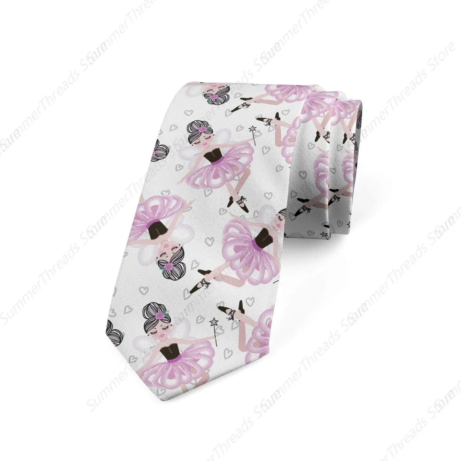 Necktie, Ballerina Pattern Fantasy Peach Pink White Ties