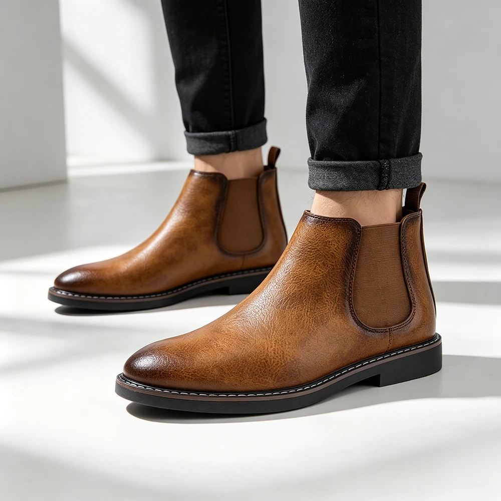 Boots Men Casual Brand 2026 Comfortable Fashion Chelsea Boots