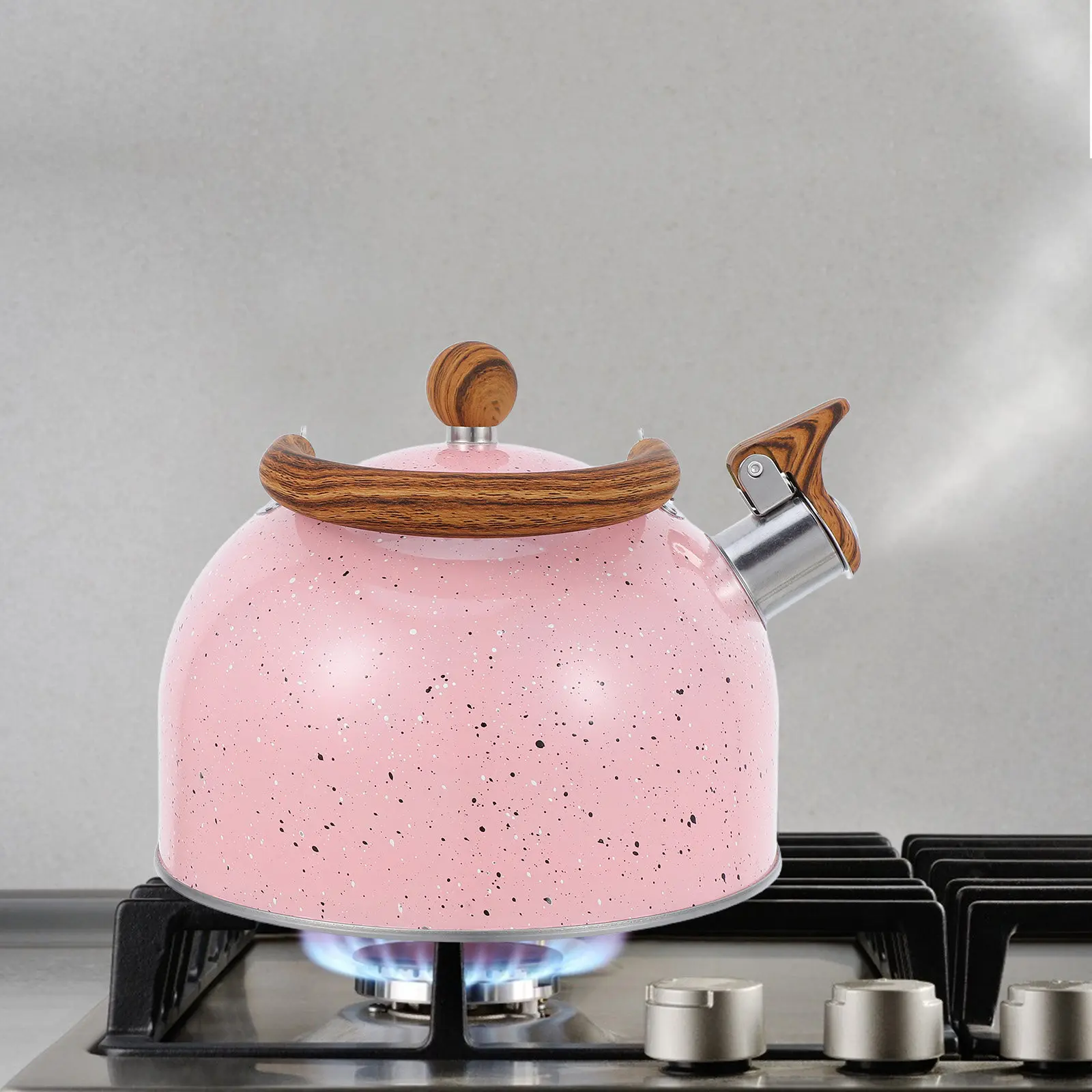 3L Whistling Tea Kettle Stainless Steel Stovetop Kettle for Induction Hob Gas Stove Electric Cooktop Foldable Handle Camping