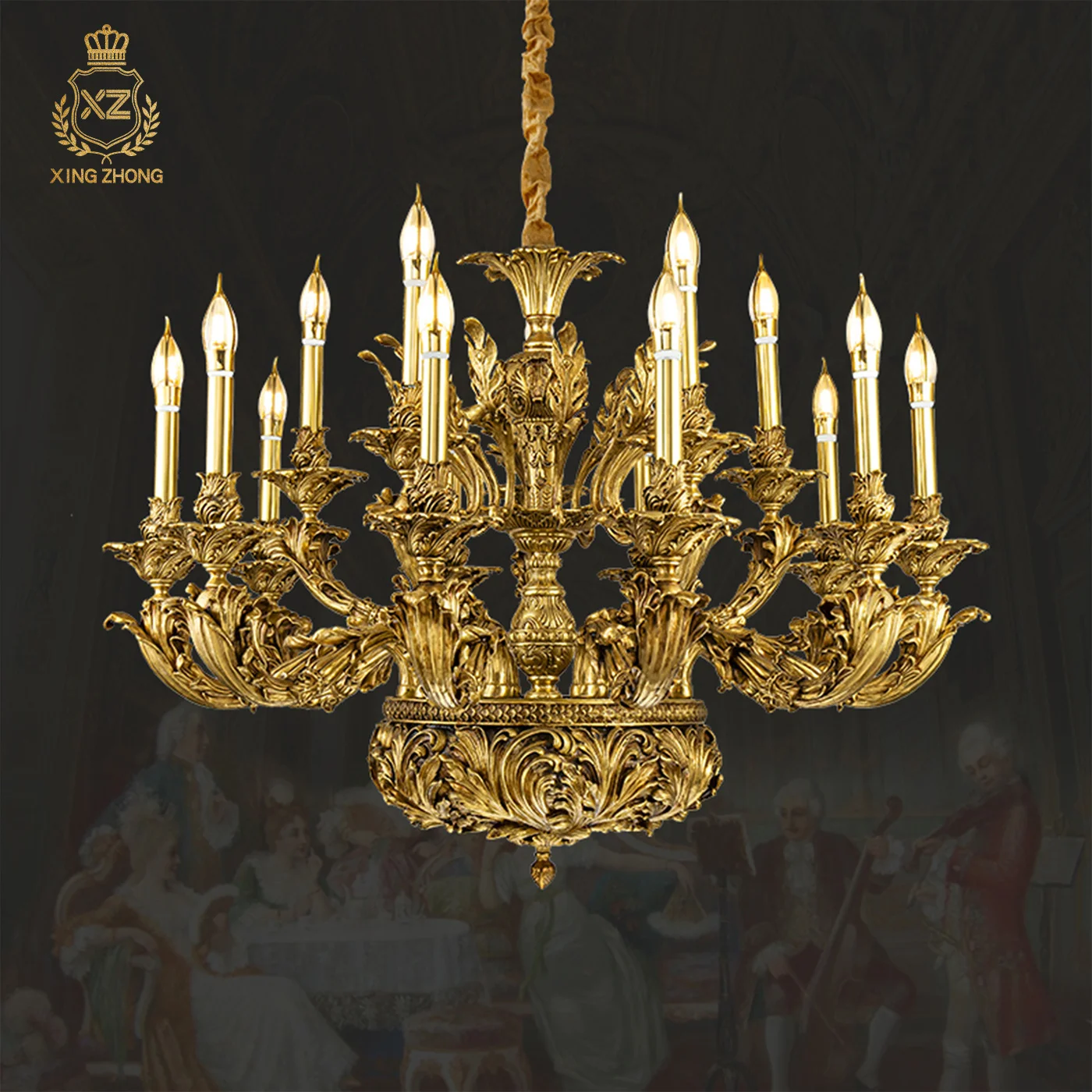 French Royal Classic Living Room Apartment Dewaxed Copper Chandelier European Retro Hotel Dining Room Pendant Lamp