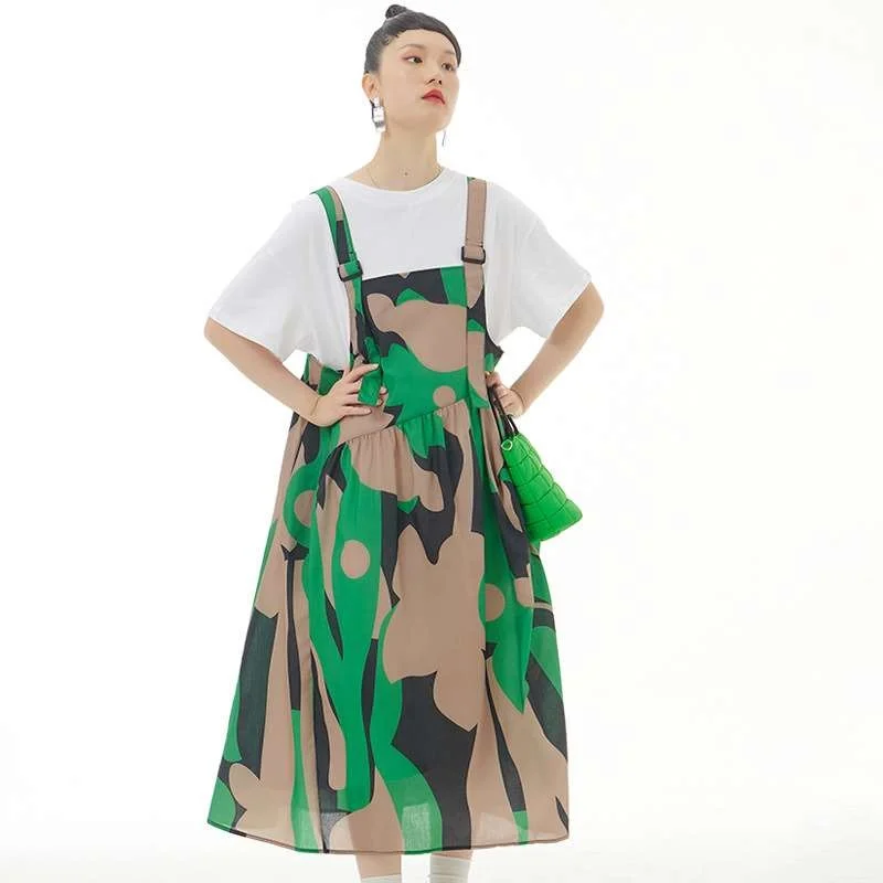 

Summer New Faion Loose Slimming Large Size Women's Clothing 00% Linen Svel Midi Dr for Middle-Aged Women Ci Walk