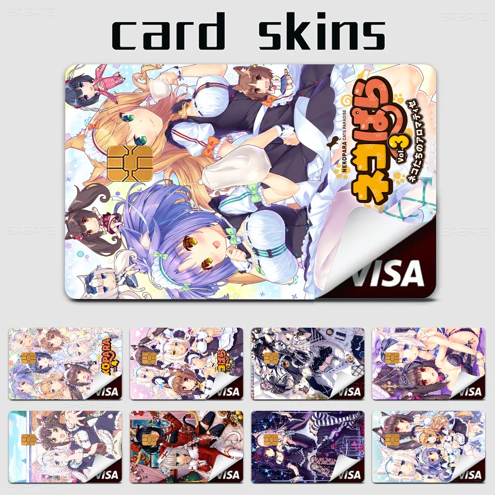 Nekopara Neko Anime Cartoon Bear Skin Sticker Film Tape Case For Big Credit Debit Card Front Side