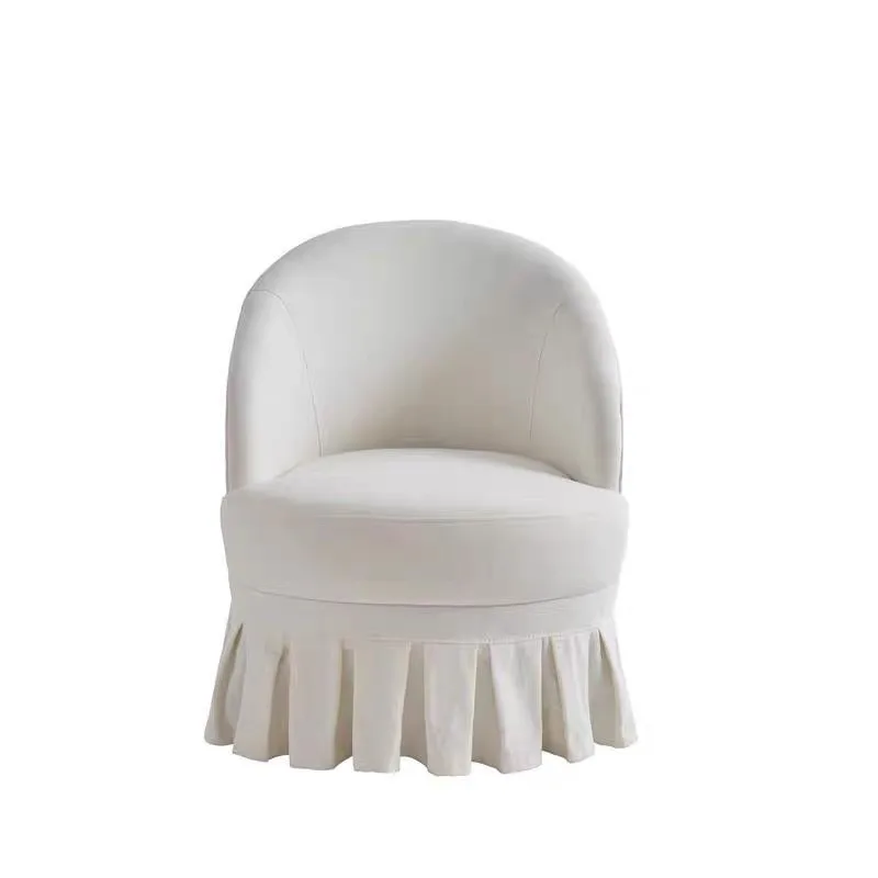 @#Factory Direct SalesWhite Skirted Sofa Chair, Cotton-Linen Fabric, Living Room Single Sofa, Hotel Negotiation Villas