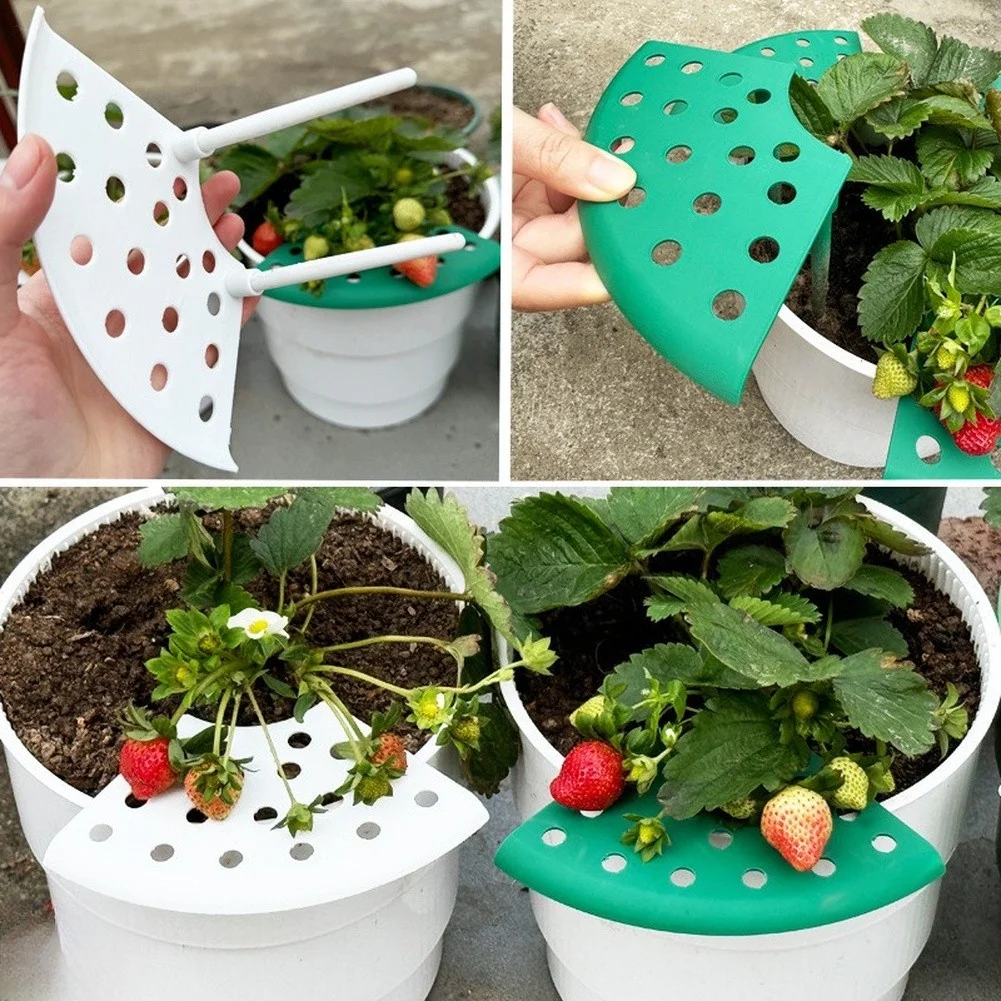 8 Pack Green White Plastic Strawberry Plant Support Holder Trellis Stand For Garden Vegetable Flower Growing Cage Accessories