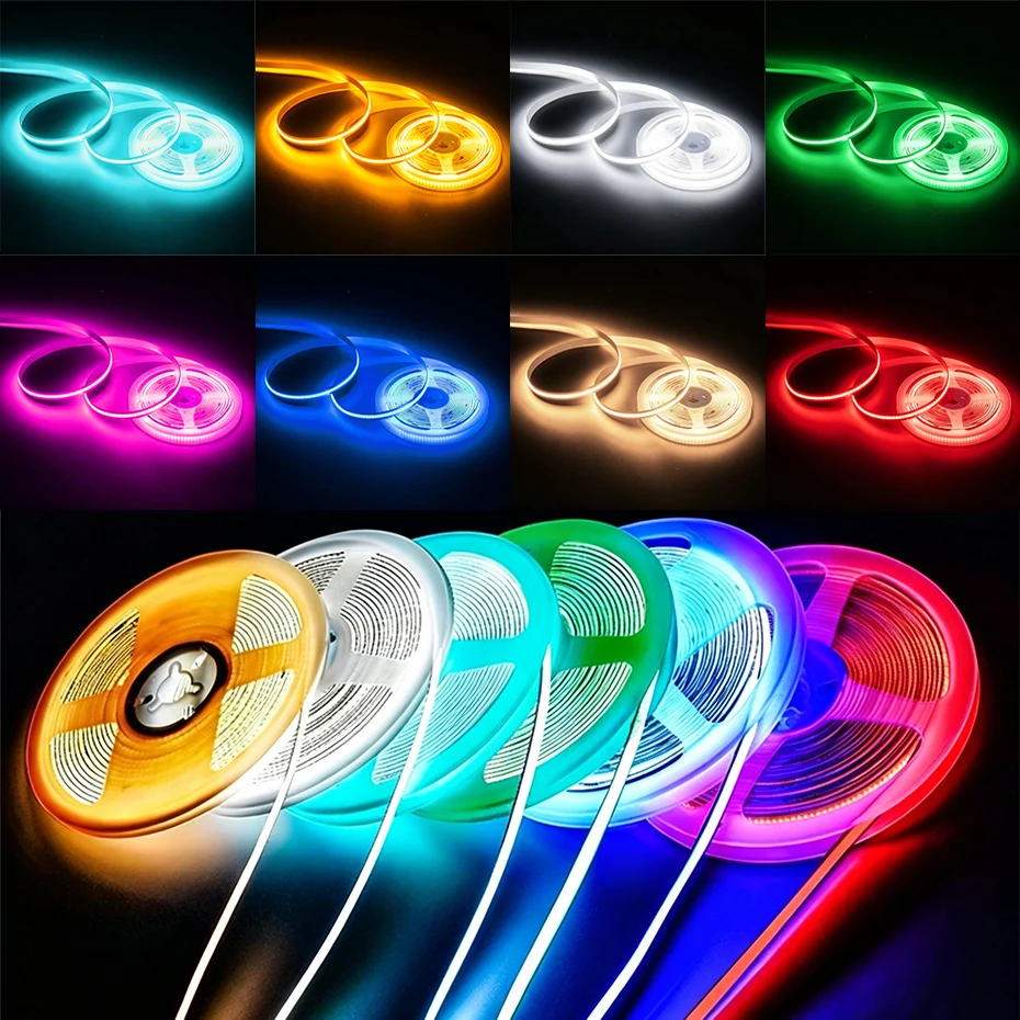 24V COB LED Linear Strip Lights 320leds 1-10M High Density Flexible COB Led Light Tape DC24V Cool Warm White Red Green Blue Pink