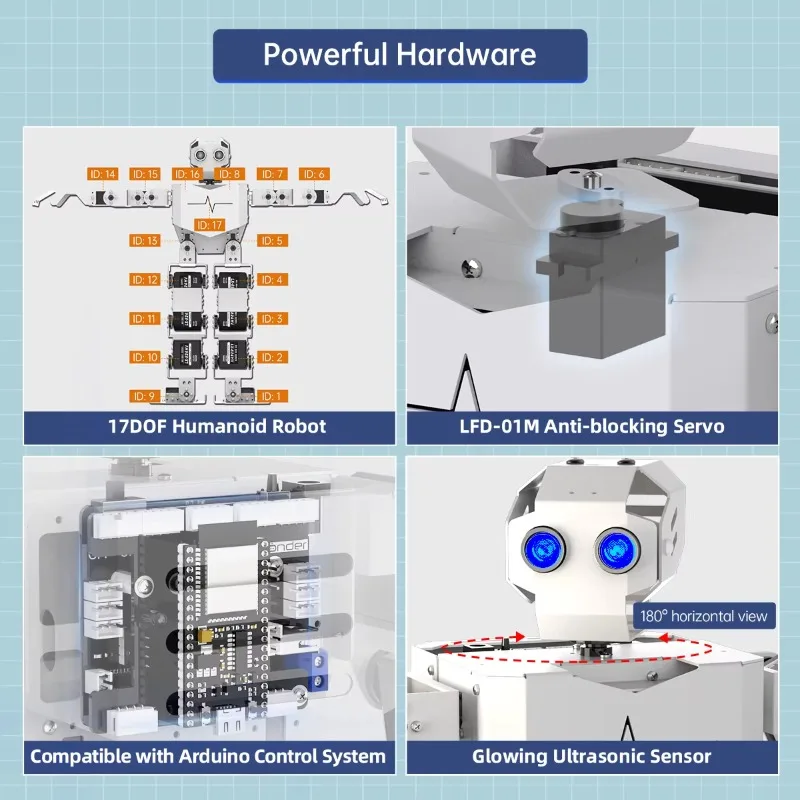 Hiwonder Tonybot Arduino Scratch Python programmation capteur Expansion marche AI humanoïde ESP32 pour l'éducation
