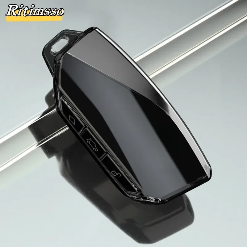 Transparent  Soft TPU Car Smart Key Cover Case For BMW X1 iX XM X5 X6 X7 i7  2023 2024 Accessories