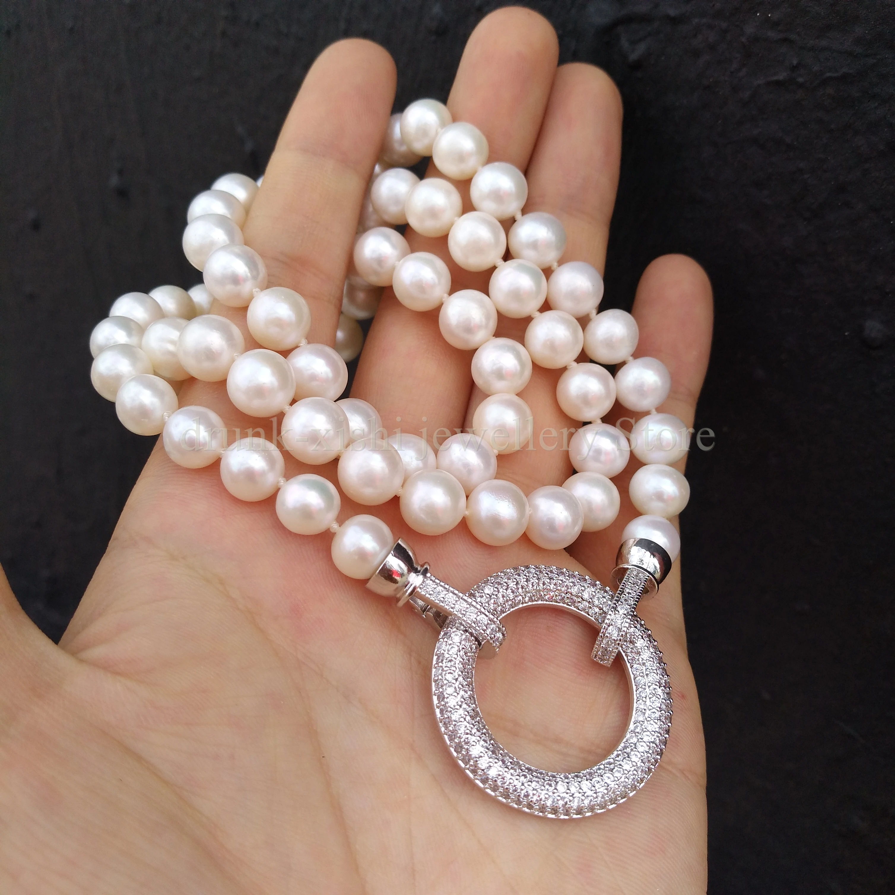 8-9mm AAA+ Perfect South Sea White Cream Pearl Single Necklace Welcome To Shop