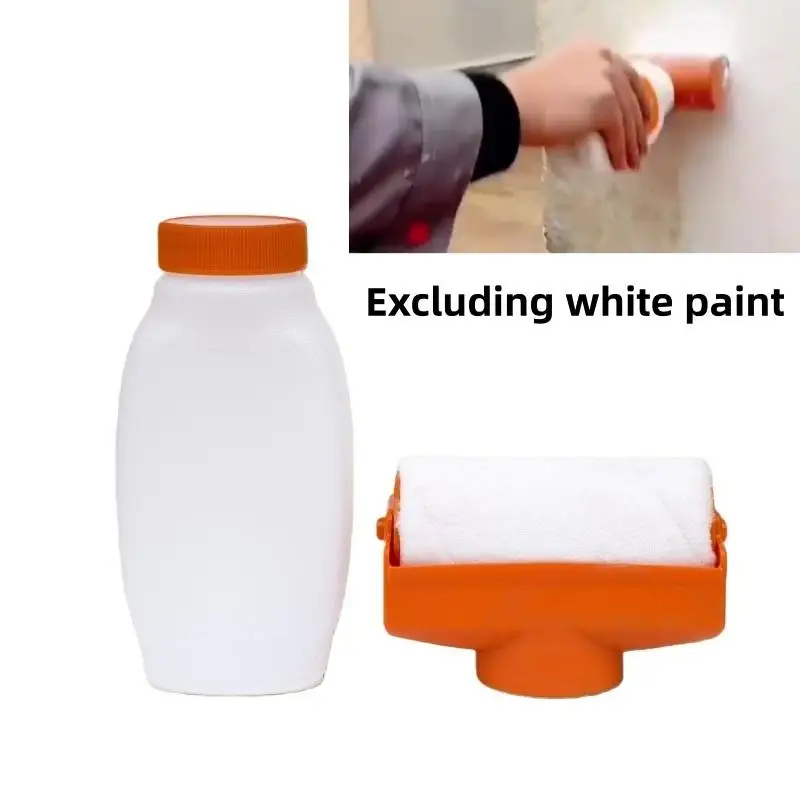 

1Pcs Reusable Plastic Bottle Paint Roller Brush with 350ml Water-Based Latex Paint, Essential for DIY Wall Repair and Touch-Up
