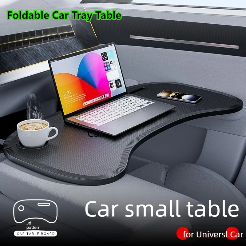 

Foldable Car Tray Dining Table Universal Car Travel Laptop Office Desk Phone Stand Cup Holder Beverage Tray Rack for Tesla 3 Y