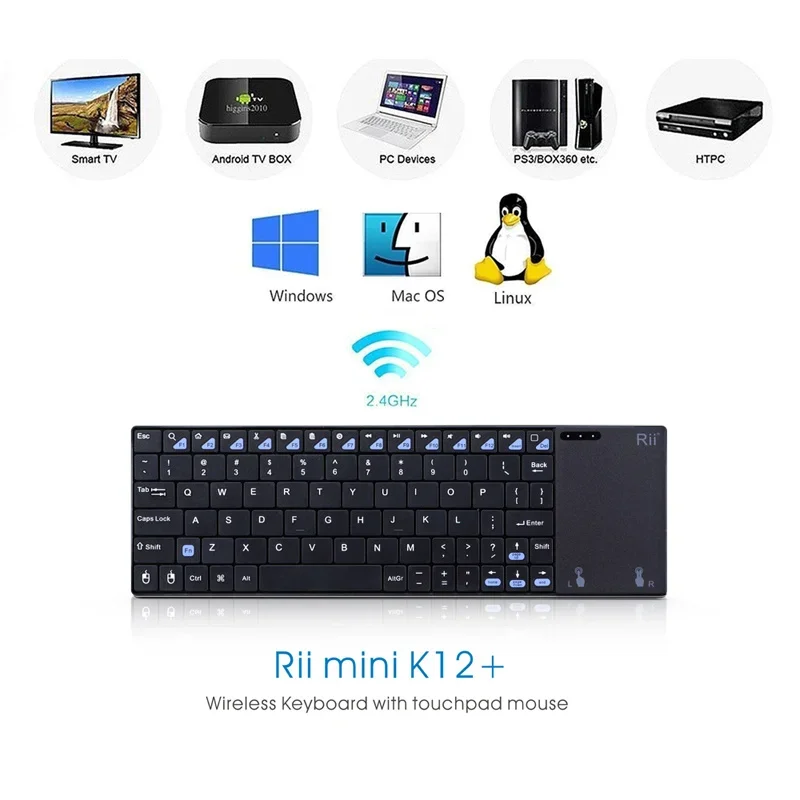 Mini Wireless Keyboard with Large Touchpad Mouse&Qwerty Keypad,Portable Wireless Keyboard with USB Receiver for MacBook/iPad/PC