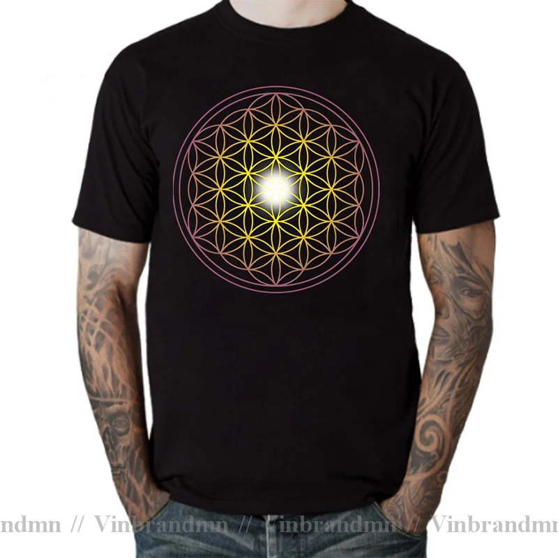 2022 Brand T-shirt Mandala T Shirt Metatrons Cube Flower Of Life Sacred Geometry Tees Graphic Tshirt Star Cluster Chic Clothes