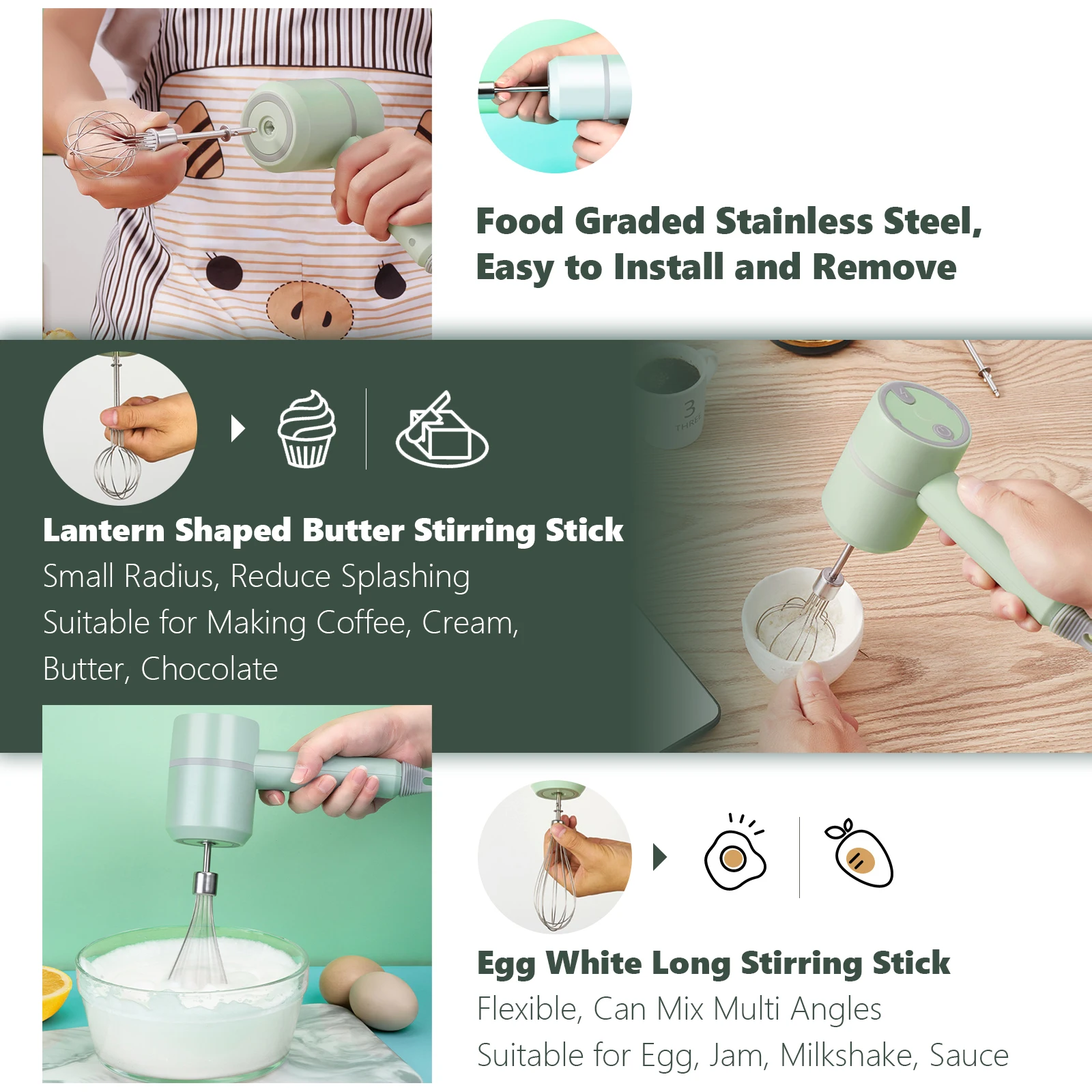 Электрический миксер для пищевых продуктов, миксер для выпечки тортов, машина для измельчения крема с трехскоростной регулировкой для приготовления молочных коктейлей и смузи