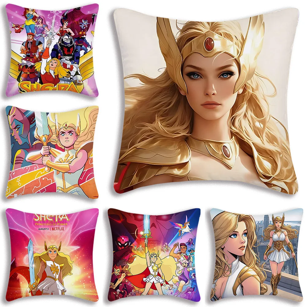 Pillow Covers Cartoon S-She Ra The Princesses of Power Sofa Decorative Home Double-sided Printing Short Plush Cute Cushion Cover