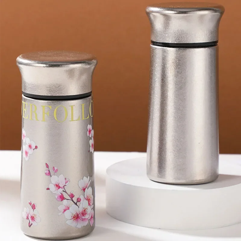 180ml Mini Pure Titanium Thermal Water Bottle/Pocket Vacuum Thermos Cup/Bird's Nest Cup,Double-layer Antibacterial Drinking Set