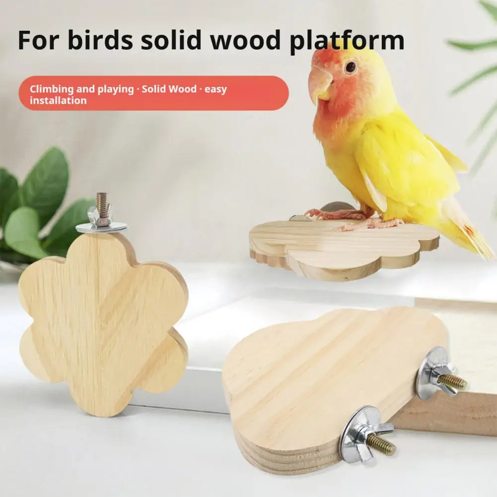 Smooth Surface Bird Perch Natural Wood Bird Stand Platform Cloud Shape Perch for Cage Chewing Playing Gym for Parakeet Cockatiel