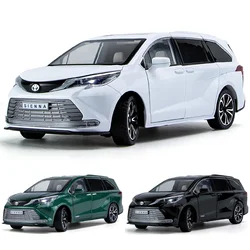 1/24 TOYOTA SIENNA MPV Van Diecast Toy Car Model Miniature Pull Back Sound & Light Doors Openable Collection Gift For Boy Kid