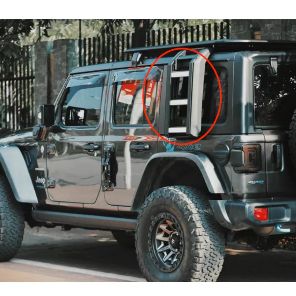 Aluminum Alloy Black Roof Luggage Carrier Side Ladder For Jeep Wrangler JK  JL 2007-2024 JL1271