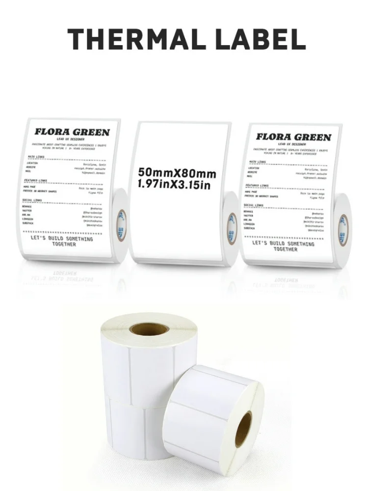 50 mm breites Thermoetikett, weiß, wasserdicht, selbstklebend, Etikettenpapier, Preisschild für Kleidung, geeignet für Drucker. – Detail 5
