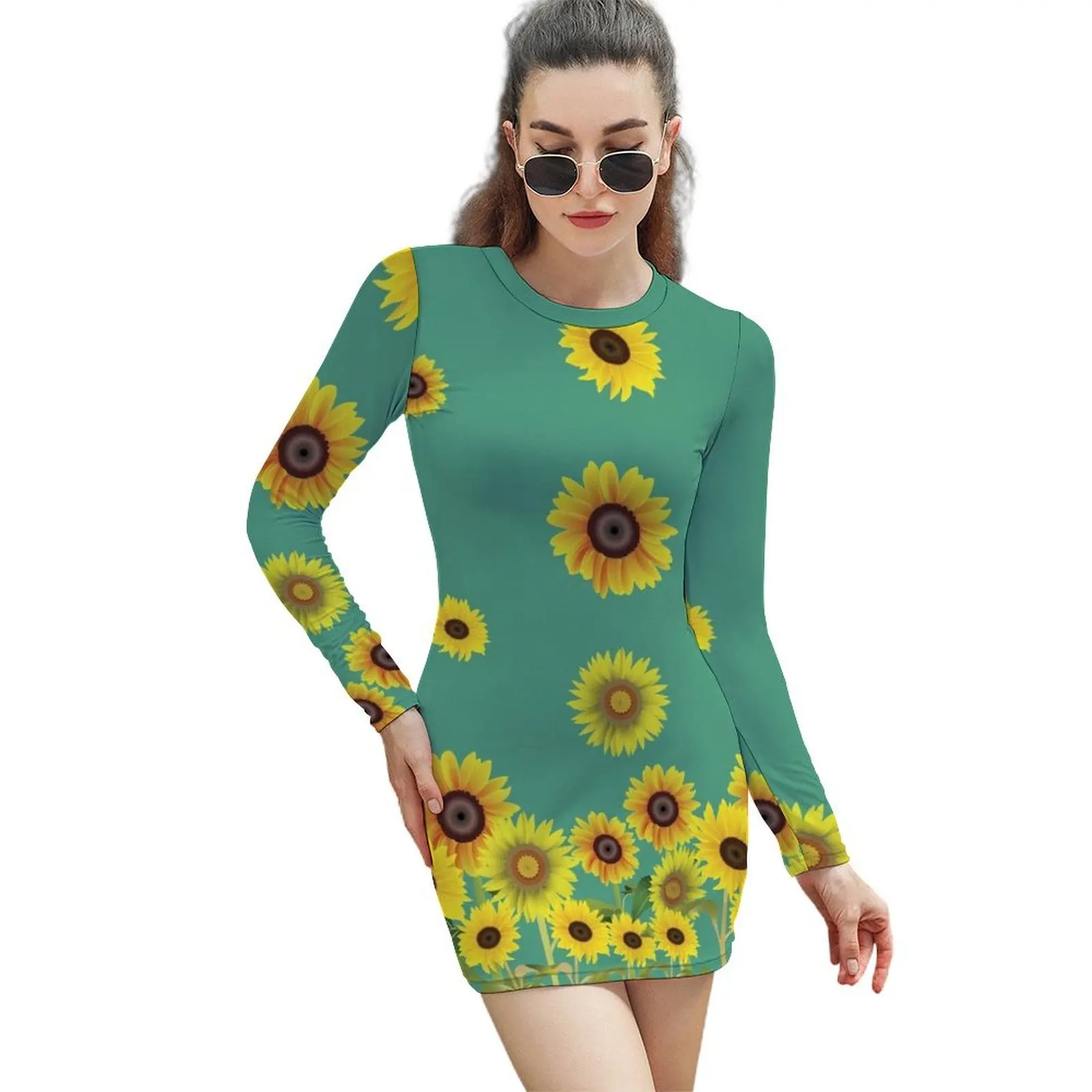 

Sunflower Long-Sleeved Sheath Dress clothes for women clothes