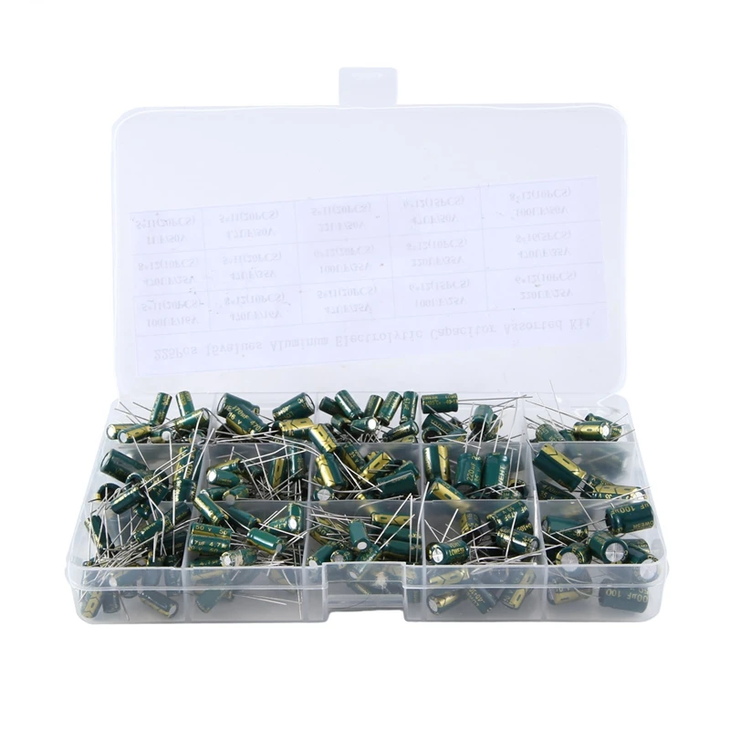 225Pcs Aluminum Electrolytic High Frequency Inline Kit 15 Kinds Of Specifications Resistance Value